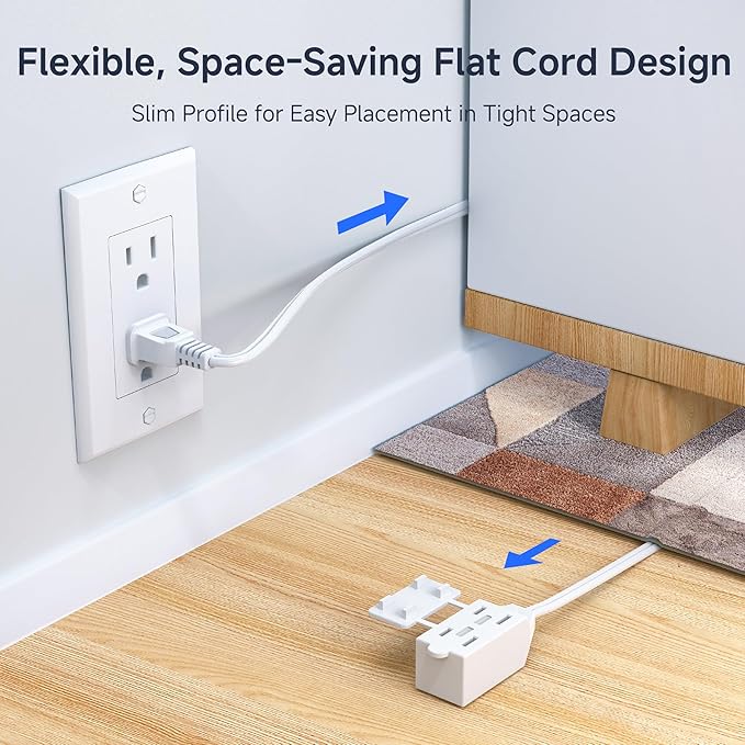 Cable Matters 2-Pack 16 AWG 2 Prong Short Extension Cord 3 ft, 13A 3-Outlet - Image 3
