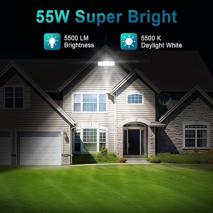 USTELLAR 55W Plug in Flood Light Outdoor, 5500lm Motion Sensor Outdoor Lights - Image 7