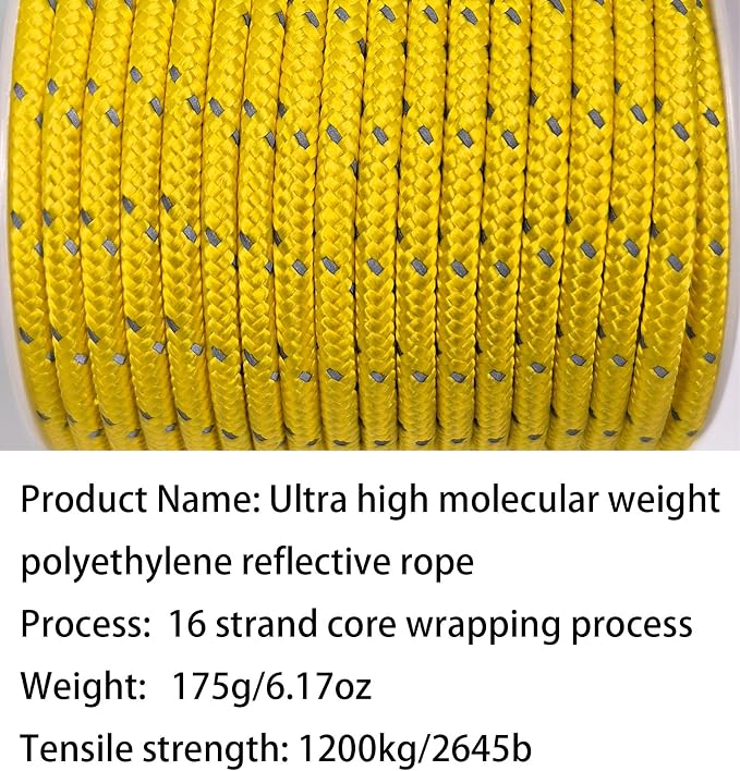Dyneema Reflective Rope -2mm 400kg Fracture Strain - Image 3