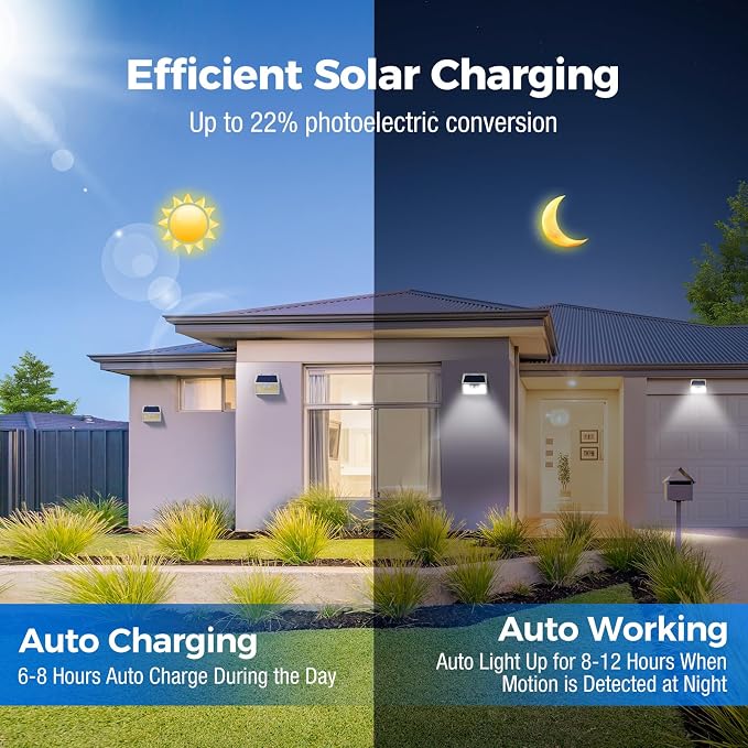 Peasur White Solar Lights Outdoor Waterproof, 8 Pack 140LED Bright Motion - Image 3