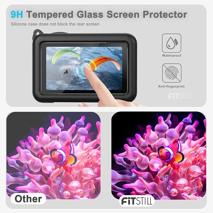 FiTSTILL Silicone Rubber Case+3Pack Tempered Glass Protector Compatible - Image 6