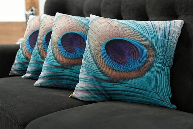 Ambesonne Feather Throw Pillow Cushion Case Pack of 4, Close up Pattern of - Image 7