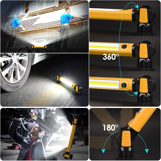 Work Light, 2500LM Bright LED Work Lights, 5200mAh Rechargeable Magnetic - Image 4