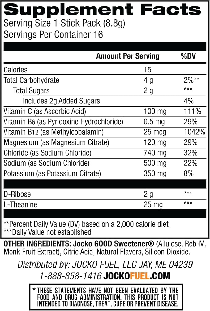 Jocko Fuel Hydrate Electrolytes Powder Packets Low Sugar - Image 3