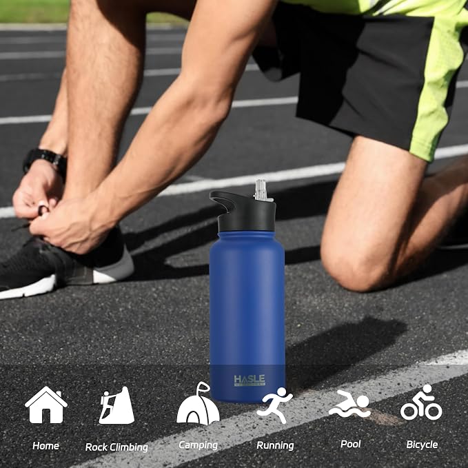 HASLE OUTFITTERS 32 oz Insulated Water Bottle Stainless Steel Double Walled - Image 6