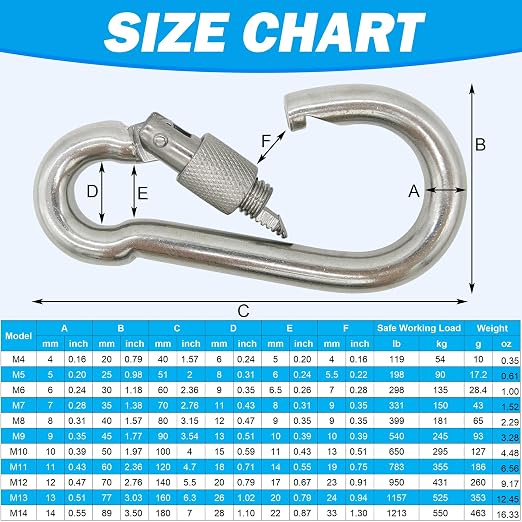 304 Stainless Steel Carabiners -2 inch Heavy Duty, Durable & Rust-Free Clips - Image 7