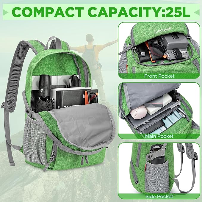 ZOMAKE Ultra Lightweight Packable Backpack 25L, Small Foldable Backpacks Hiking - Image 3