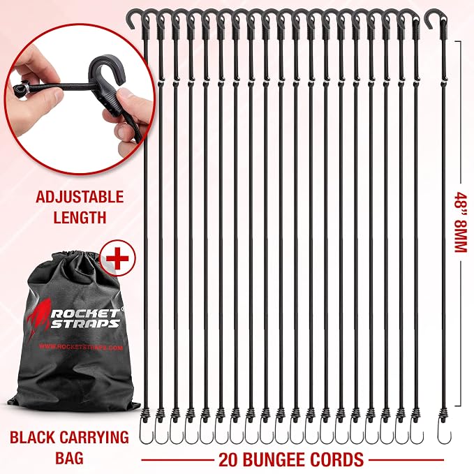Rocket Straps - Ultimate Adjustable Outdoor Bungee Cord Assortment - Heavy Duty - Image 3