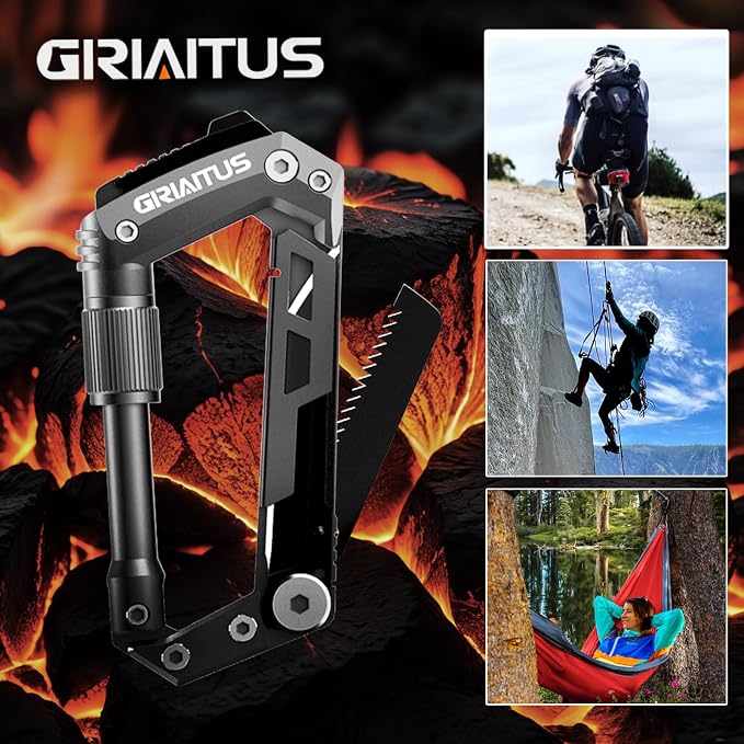 Carabiner Multitool with Pocket Knives, 8-in-1 EDC Carabiners, Serrated Knife - Image 5