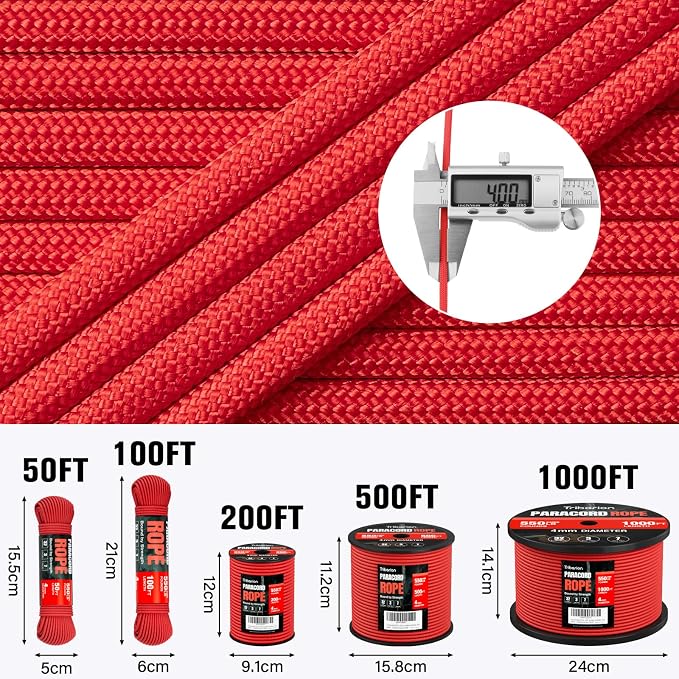 Paracord Rope 550 lb - 1000ft 5/32" Parachute Cord 4MM 7-Strand para Cord - - Image 5