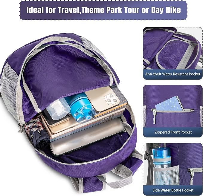ZOMAKE Ultra Lightweight Hiking Backpack 20L, Packable Small Backpacks Water - Image 3