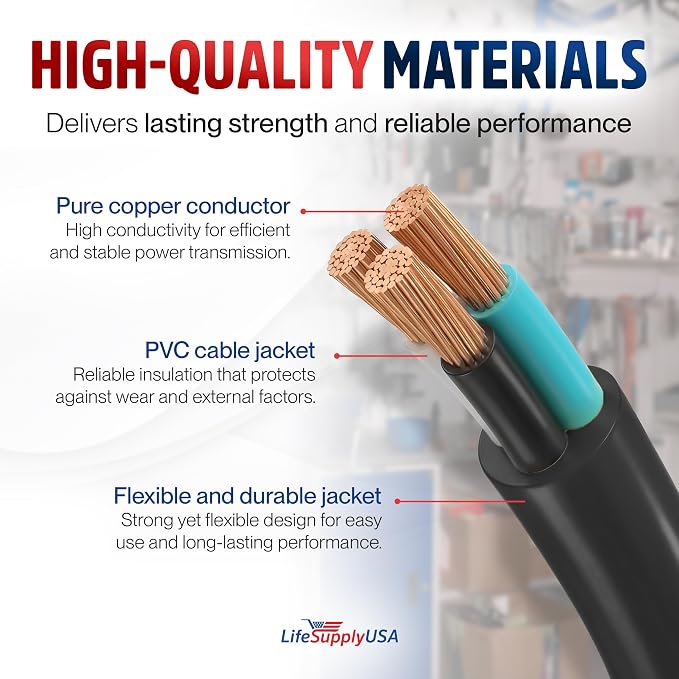 3ft Outdoor/Indoor Extension Cord 12/3 Gauge Extra Heavy Duty 3 Prong SJTW - Image 4