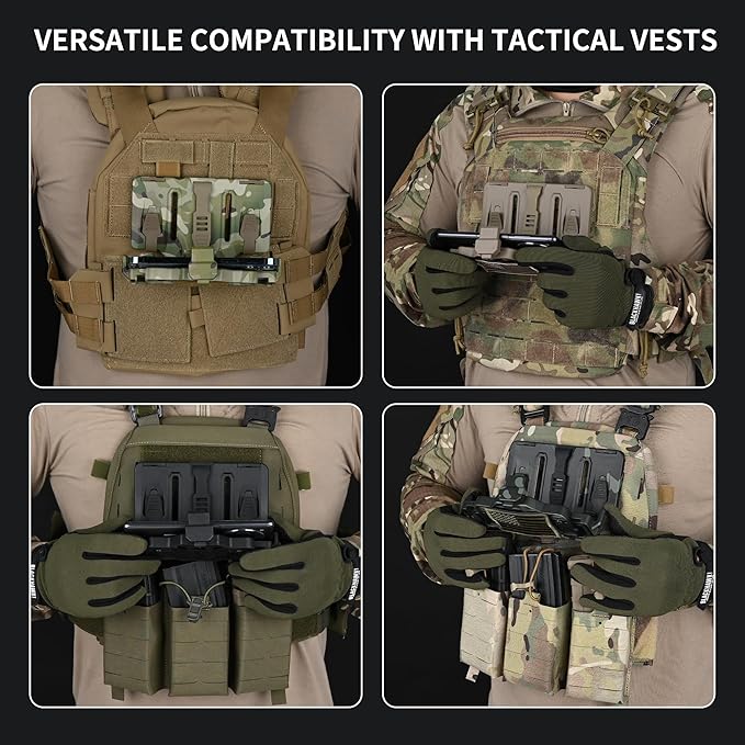 Tactical Gear Plate Carrier Vest Accessories, MOLLE Phone Chest Mount Holder - Image 5