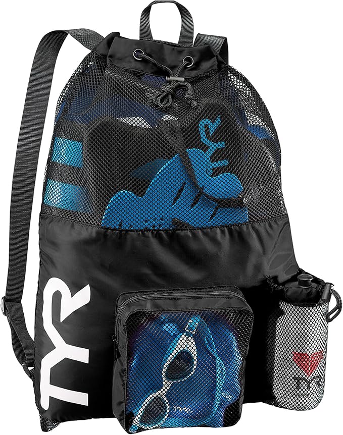 TYR Big Mesh Mummy Backpack for Swim, Gym and Workout Gear, 40-Liter Capacity by TYR