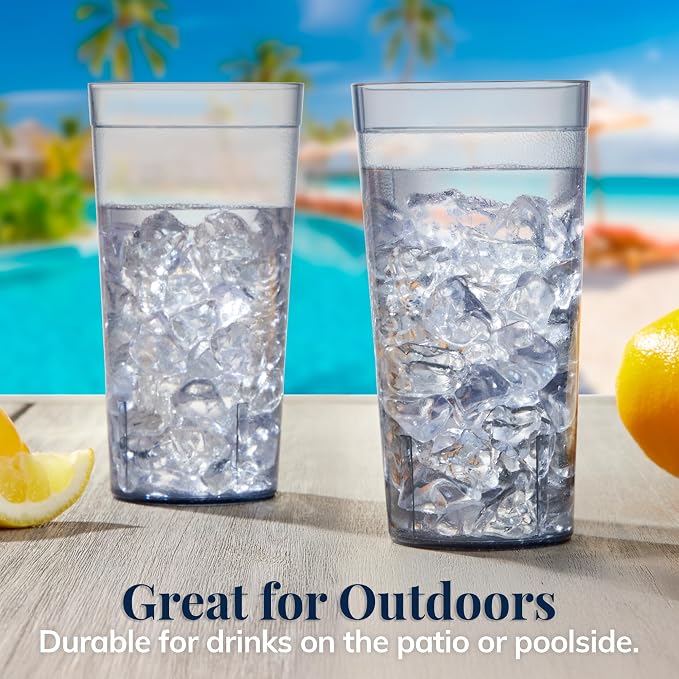 US Acrylic Cafe Plastic Reusable Tumblers 20-ounce Water Cups in Grey | Value - Image 7