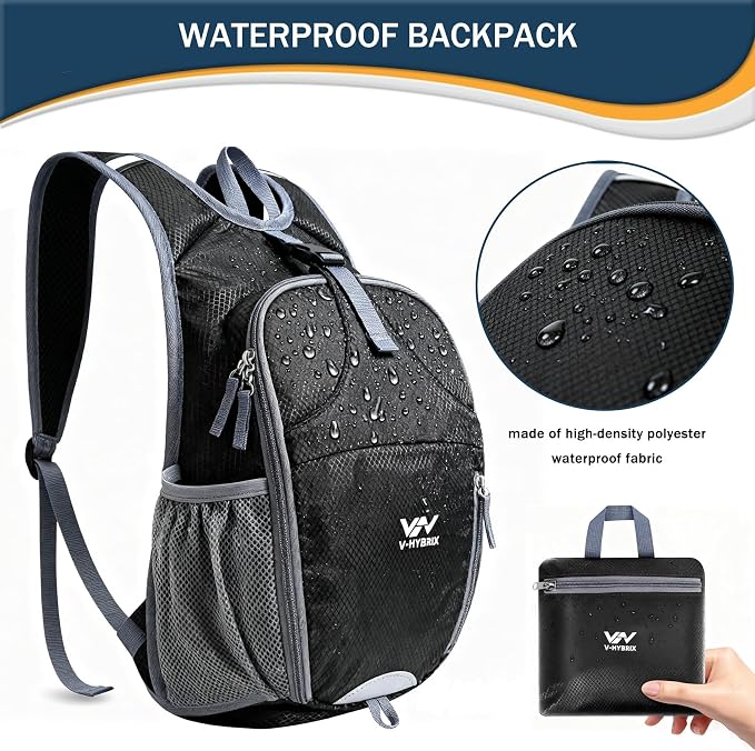 15L Foldable Hiking Backpack, Lightweight Packable Waterproof Machine Washable - Image 2