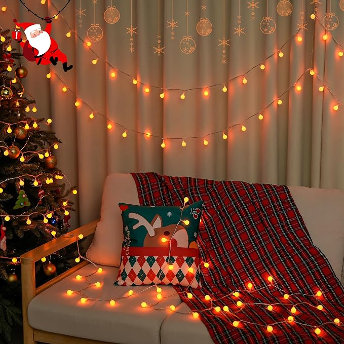 JMEXSUSS Orange String Lights Indoor, Connectable 100 LED Globe String Lights - Image 3