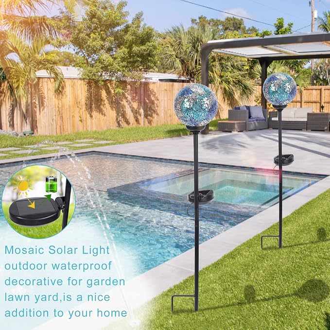 VCUTEKA Mosaic Solar Light, Solar Garden Decorative Lights Outdoor Waterproof - Image 5