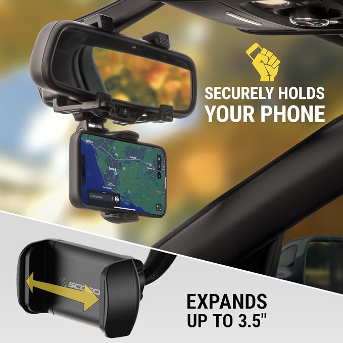 Scosche SUHRM Rear View Mirror Phone Holder, 360° Rotatable Rearview Mirror - Image 3