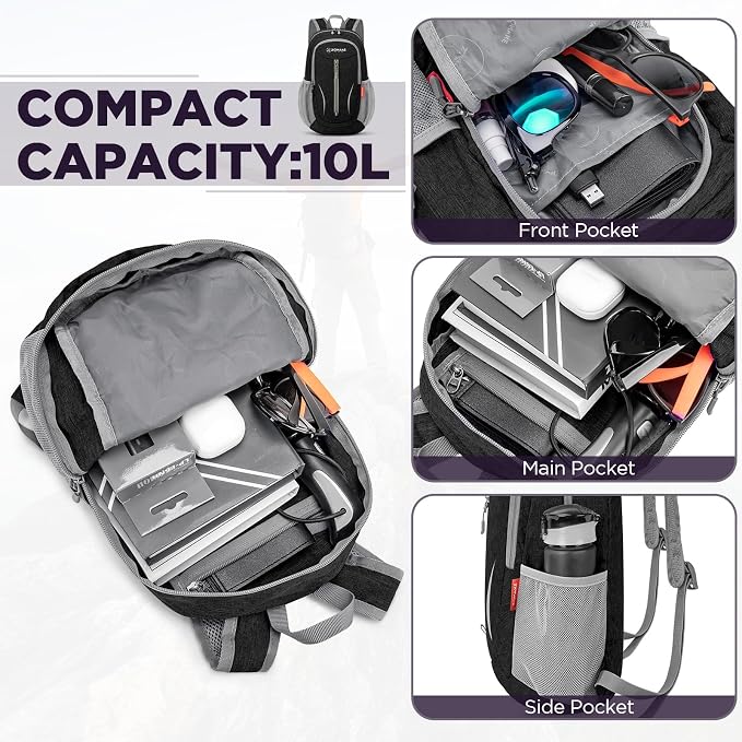 ZOMAKE Ultra Lightweight Packable Backpack 10L, Small Foldable Backpacks Hiking - Image 3