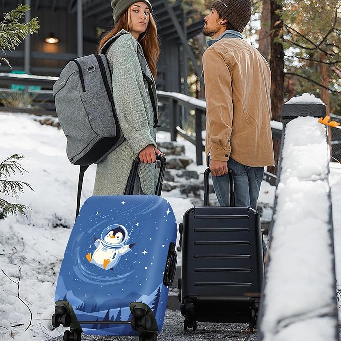 ANNA QUEEN Astronaut Penguin Luggage Cover, Cute Space Penguin Design Suitcase - Image 2