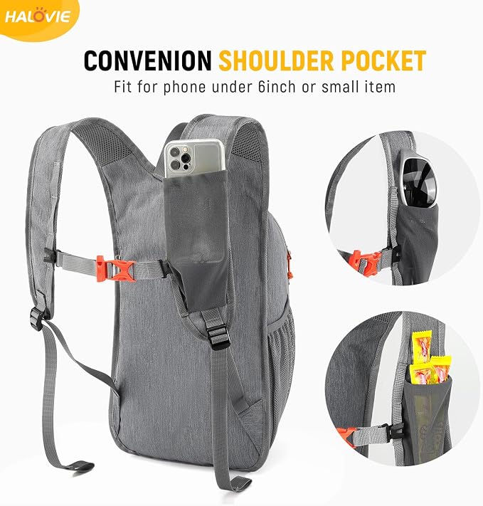 HALOVIE 15L Foldable Hiking Backpack Phone Pocket Lightweight Travel Daypack - Image 2