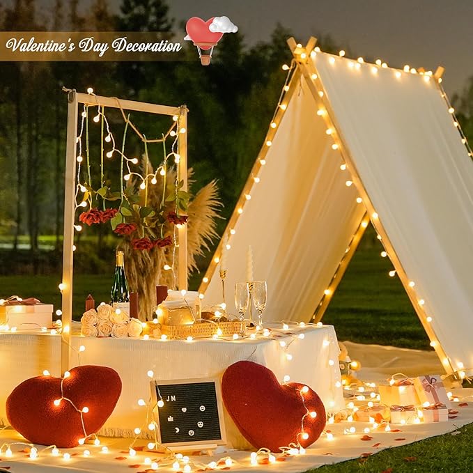 JMEXSUSS 100 LED Connectable Globe String Lights Indoor Bedroom, 33ft Warm - Image 6