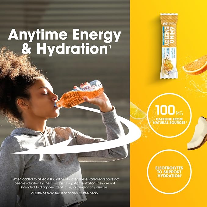 Optimum Nutrition Amino Energy Plus Hydration Packets, On-The-Go Caffiene Stick - Image 5