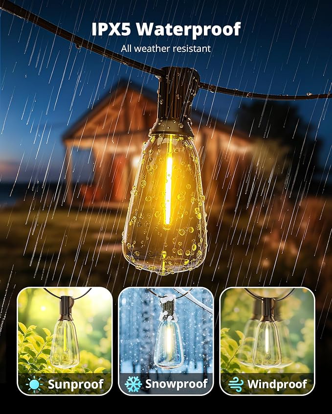 VIPAR Outdoor String Lights 30FT LED Patio Lights Waterproof - Image 6