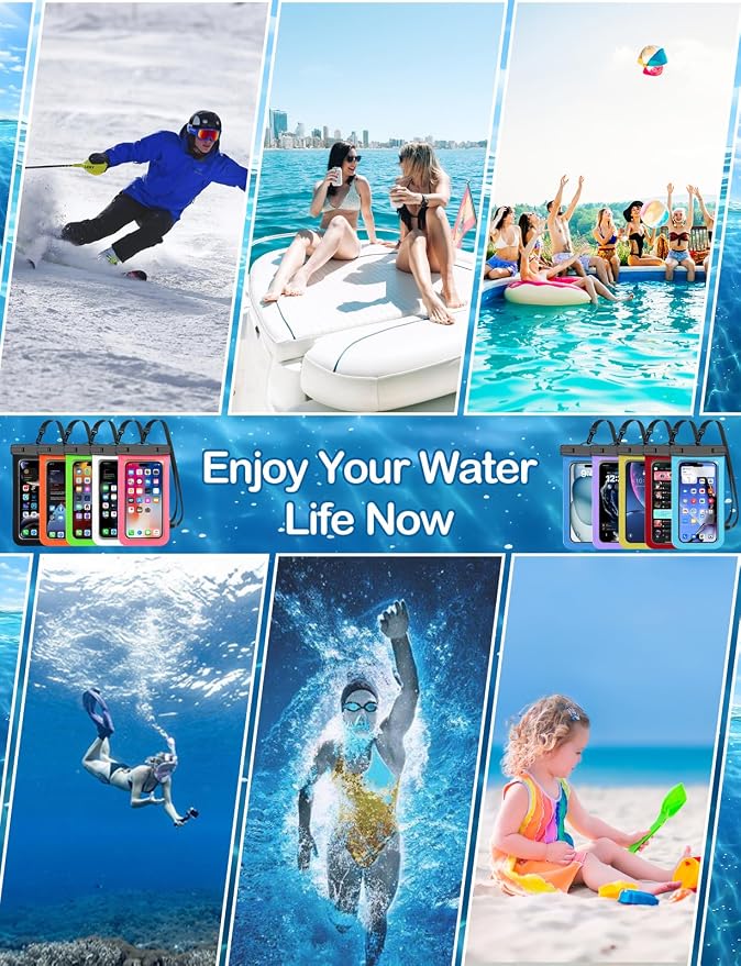 Famoby Up to 8.3" 3 Pack Black Universal Waterproof Phone Pouch, Phone - Image 2