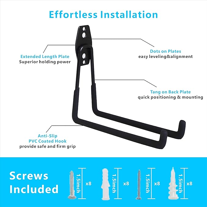 Garage Hooks, 4 Pack Wall Mount Storage Hanger - Image 2