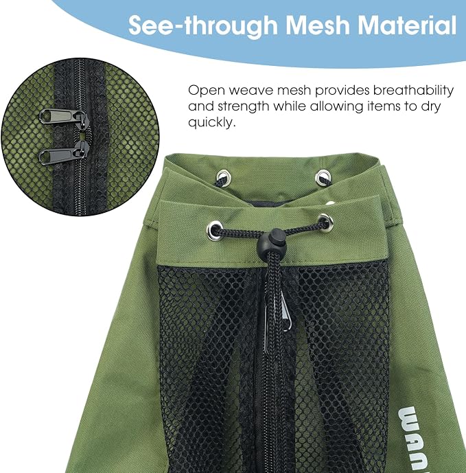 WANDF Swim Bag Mesh Drawstring Backpack Beach Backpack - Image 5