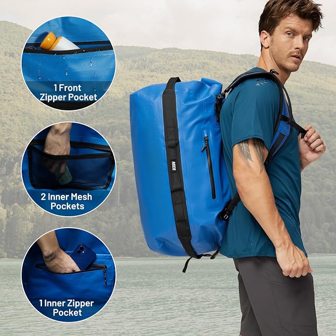 MIER Waterproof Duffel Bag Motorcycle Dry Bag Backpack Large Roll-Top Heavy - Image 3