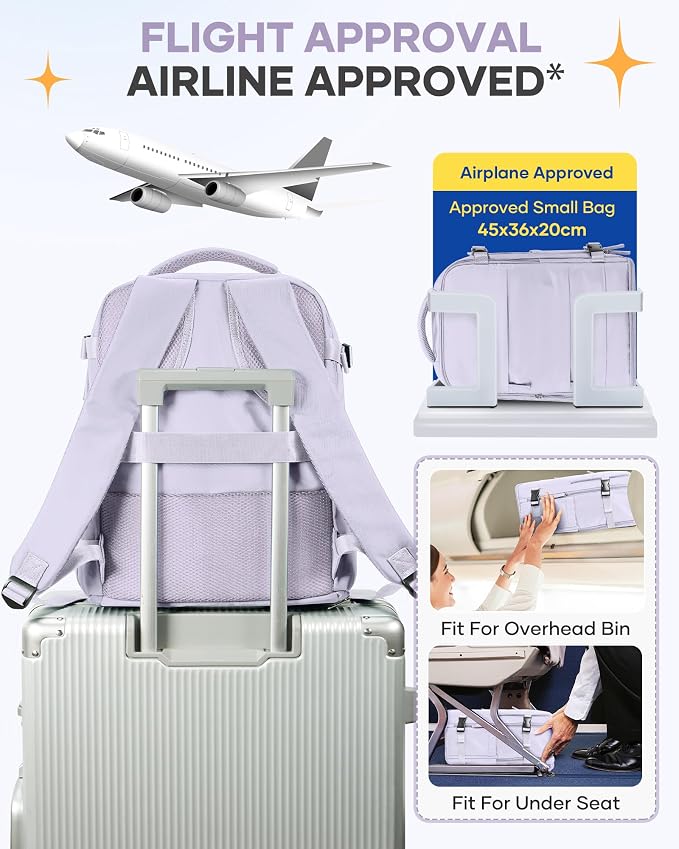 coofay Travel Backpack Carry On Flight Aapproved Personal Item Travel Bag - Image 7