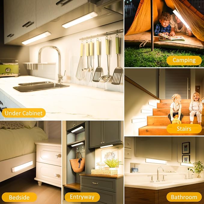 51-LED Motion Sensor Under Cabinet Lights, Magnetic Rechargeable Under Counter - Image 6