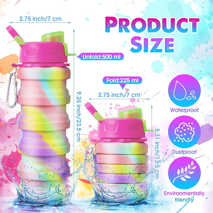 CHENGU 5 Pcs Collapsible Water Bottles 16 oz Portable Foldable Water Bottles - Image 2