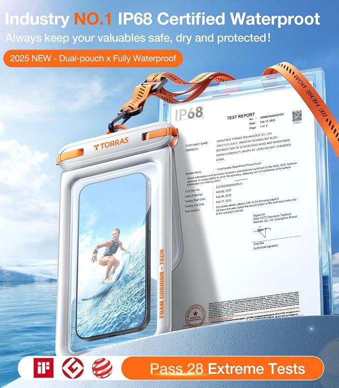 TORRAS IP68 Waterproof Phone Pouch Double Space, Floating Waterproof Phone Case - Image 3
