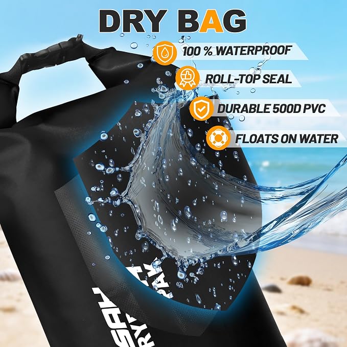 Waterproof Dry Bag, 5L/10L/20L/30L/40L Roll Top Lightweight Storage Backpack - Image 4