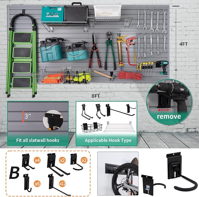 FRAYSCENT Slat Wall Paneling Garage Slat Wall Storage Systems Slatwall Panels - Image 2