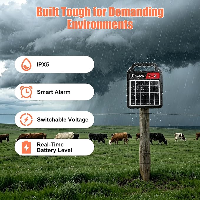 3in1 20Miles Solar Electric Fence Charger - Image 5