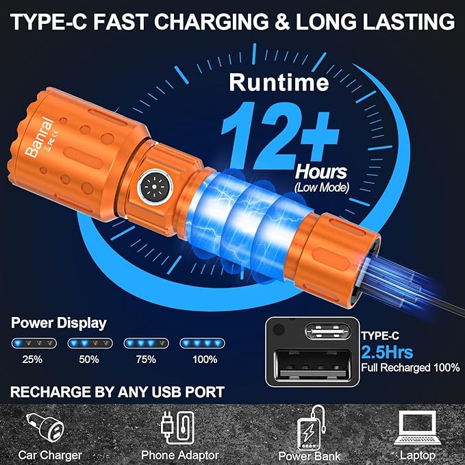 Banral Flashlights High Lumens Rechargeable, Super Bright Long Range Small - Image 6