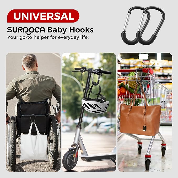 SURDOCA Stroller Hooks, Large Stroller Hooks - Image 6