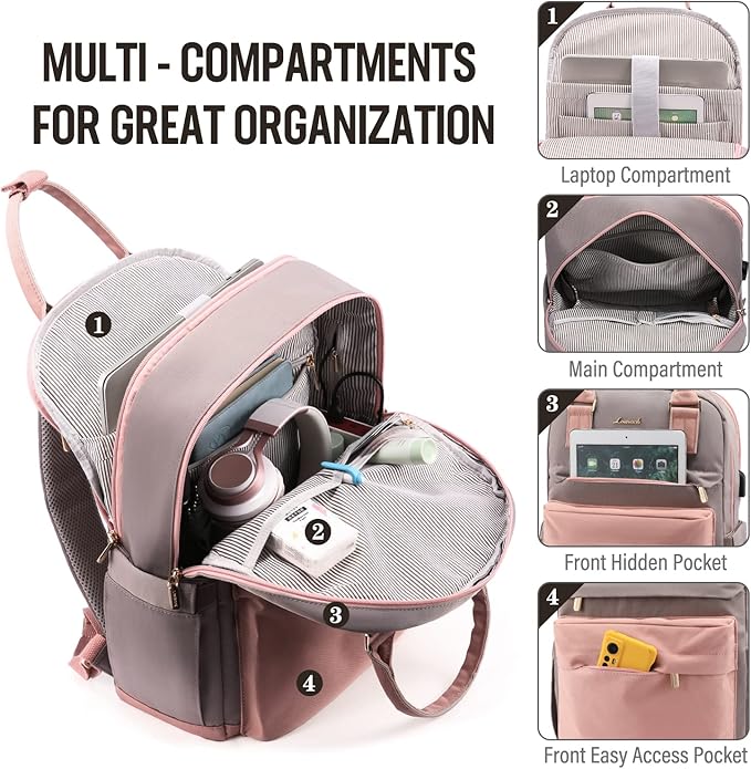 LOVEVOOK Laptop Backpack for Women 15.6 Inch Laptop Bag - Image 2