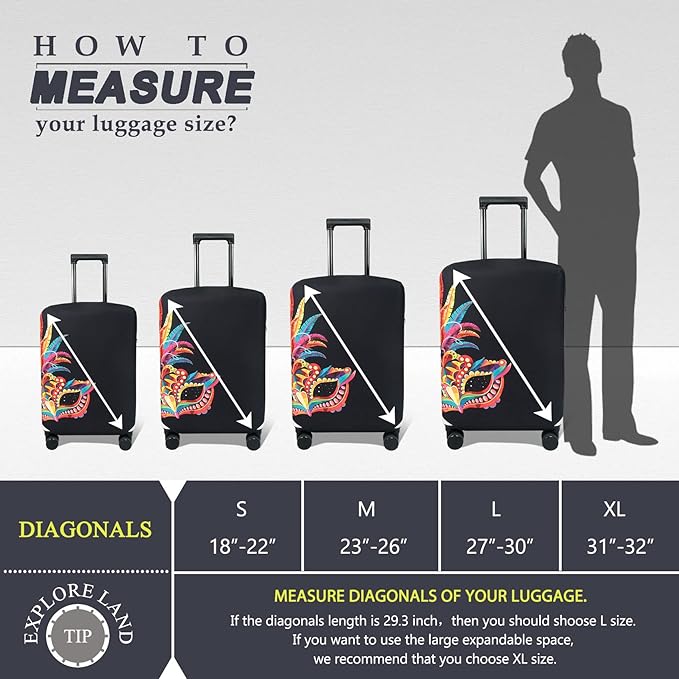 Explore Land Travel Luggage Cover Suitcase Protector Fits 18-22 Inch Case - Image 5