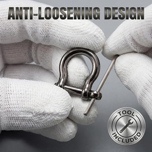 Matte Grey 5/32" Bow Shackle, 5 Pack - Image 4