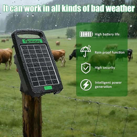 5 Miles Solar Electric Fence Charger, Output 0.11J Electric Fence Charger Solar - Image 2