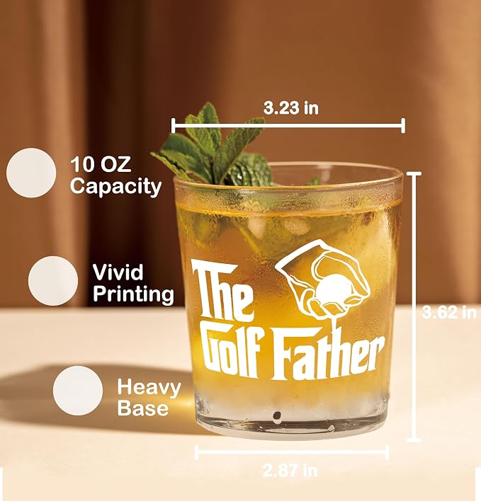 Nogrit Father's Day Golf Gifts Whiskey Glasses 10 oz, Dad Grandpa Papa Golf - Image 2