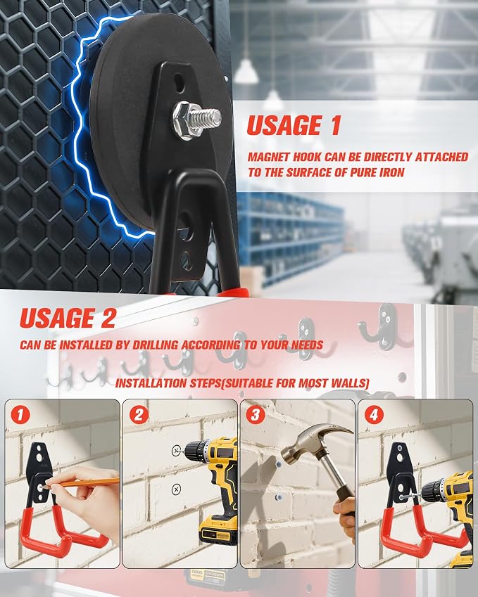 Heavy Duty Magnetic Hooks, Magnet Garage Storage Hooks 4 Pack - Image 3