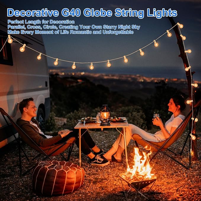 Bosceos Outdoor G40 LED Globe String Lights 25FT Dimmable Shatterproof - Image 6