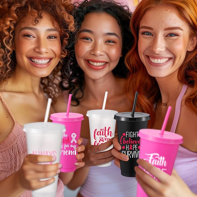 Willinglong 60 Pack Breast Cancer Awareness Gifts Plastic Cups - Image 7